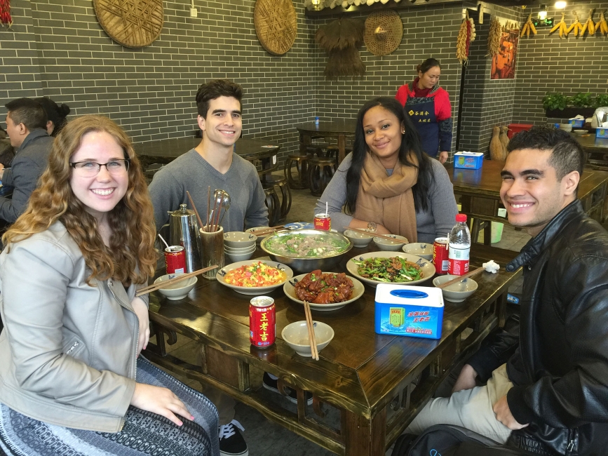 Teachers in China eating lunch together